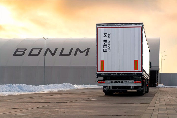 Шторный полуприцеп 13,62 м с вынесенной осью для перевозки рулонов стали