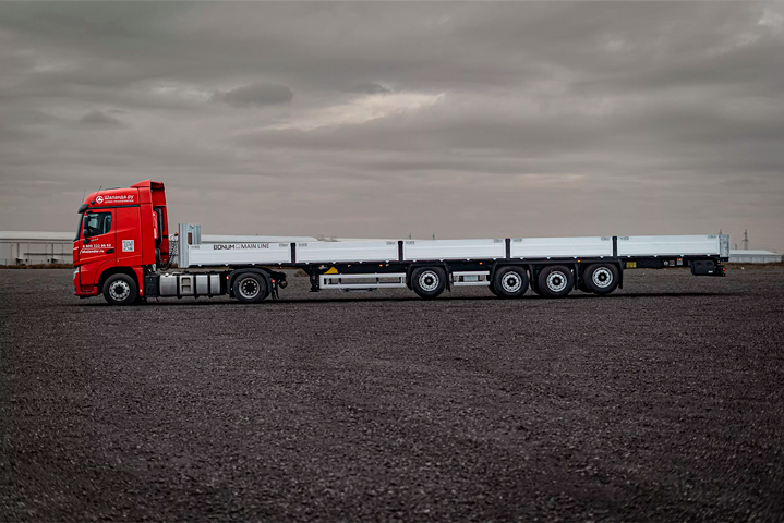 Бортовой полуприцеп 16,52 м с вынесенной осью